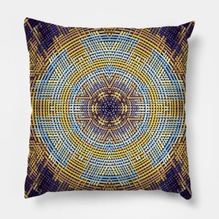 Weave Mandala Blue and Yellow Pillow