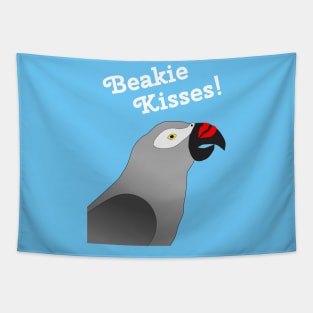 African Grey Parrot Beakie Kisses Tapestry