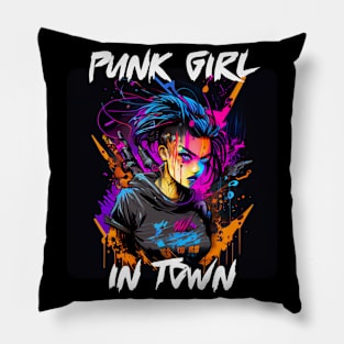 Graffiti Style - Punk Girl In Town 4 Pillow