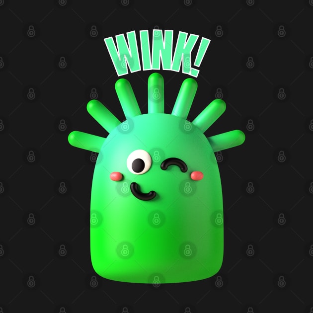 Cute Green Alien Monster Winking by DesignIndex