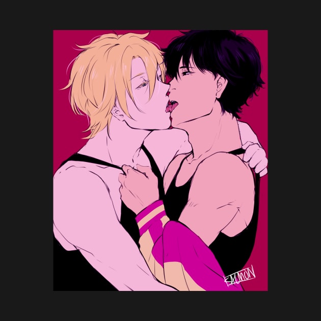 Ash and Eiji Kiss by MykaAndSalmon