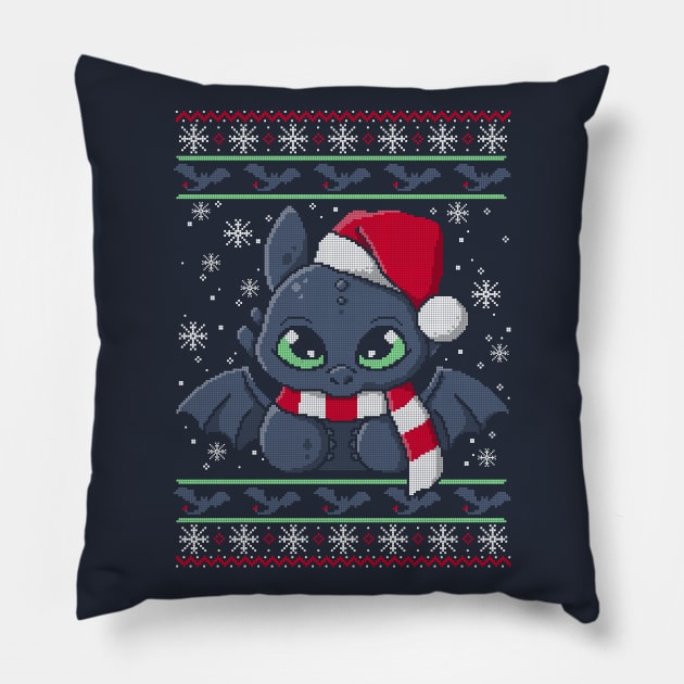 Dragon night fury ugly christmas sweater Pillow by NemiMakeit