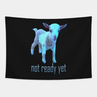 Severance Goat Not Ready Yet in Blue Font 2 Tapestry