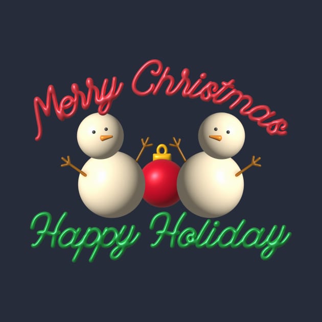 Snowman Merry Christmas Lettering Design by DreStudico