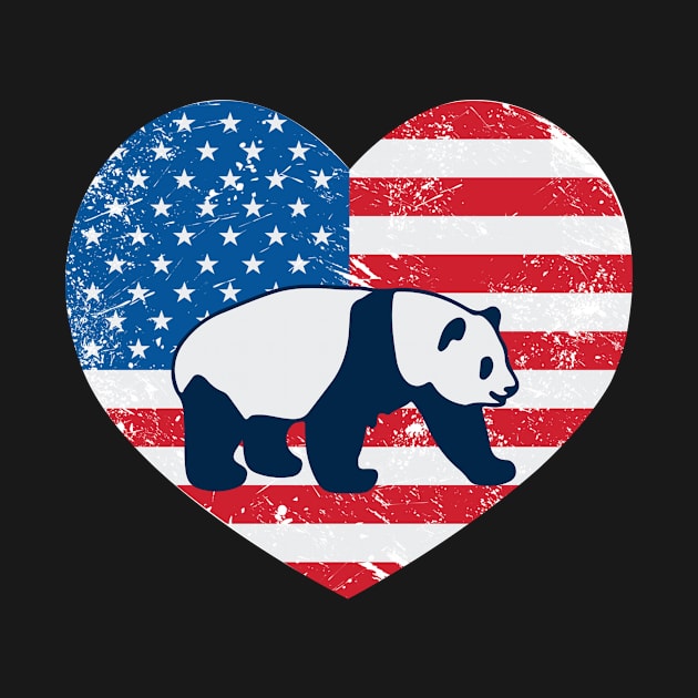 American Flag Heart Love Panda Bear Usa Patriotic 4Th Of July by JaroszkowskaAnnass