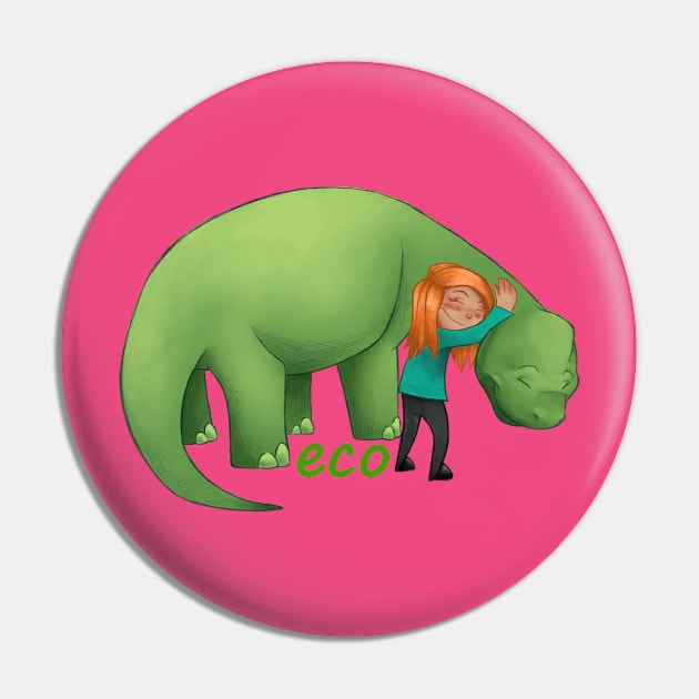 Hug A Friend! - Bronto With Girl Edition Pin by eco