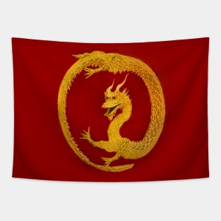 Golden Dragon Circle Tapestry