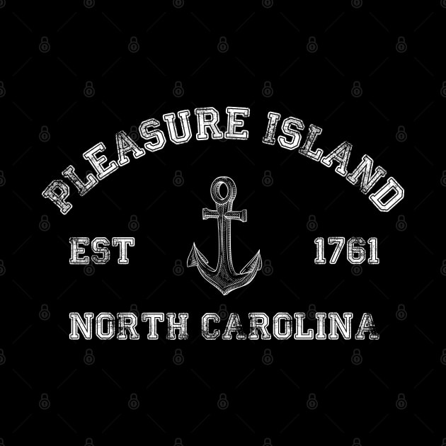 Pleasure Island, North Carolina Vintage Nautical Anchor Retro by Contentarama