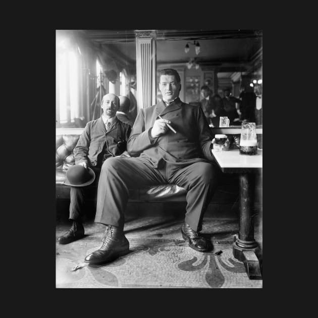 Giant Man Drinking a Beer, 1910. Vintage Photo by historyphoto