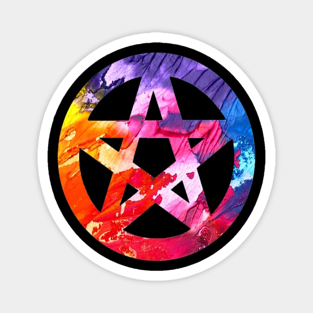 Funky Colorful Pagan Pentacle Magnet by imphavok