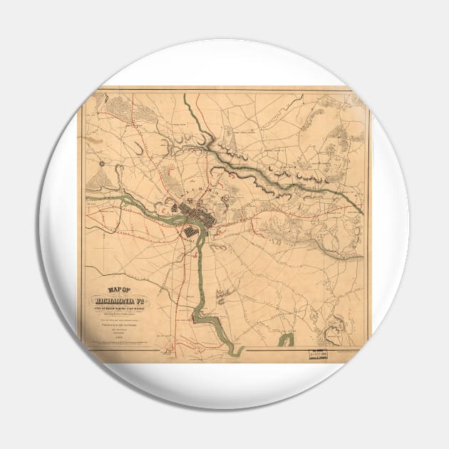 Vintage Richmond VA Rebel Defense Map (1864) Pin by Bravuramedia