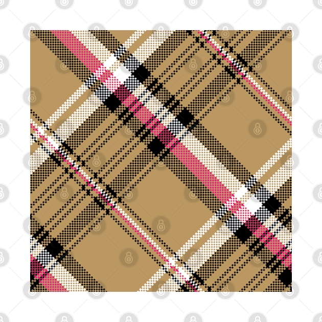 hot pink beige plaid tartan by gossiprag