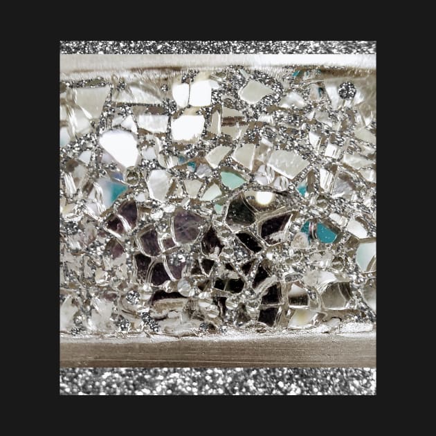 Photographic Image Sparkly Silver Glitter, Glass and Mirror by CrazyCraftLady