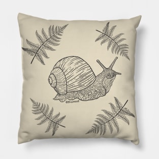 Snail with ferns Pillow