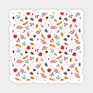 Corgi Autumn Leaves Pattern - White Background Magnet