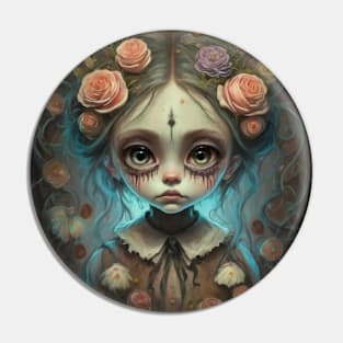 Haunted cute little girl with roses Pin