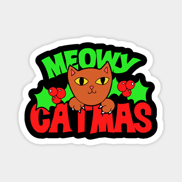 Meowy Catmas Magnet by bubbsnugg