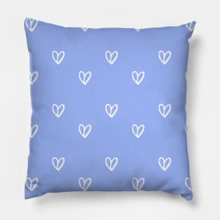 Heart Pattern Blue Background Pillow