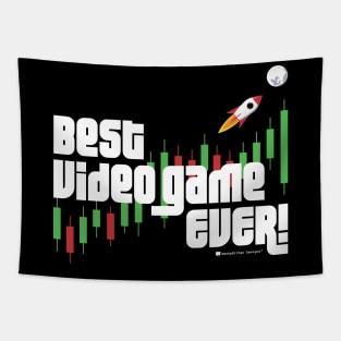 Best Video Game Ever! - Stock Market Trader Candlesticks Rocket to the Moon Tapestry