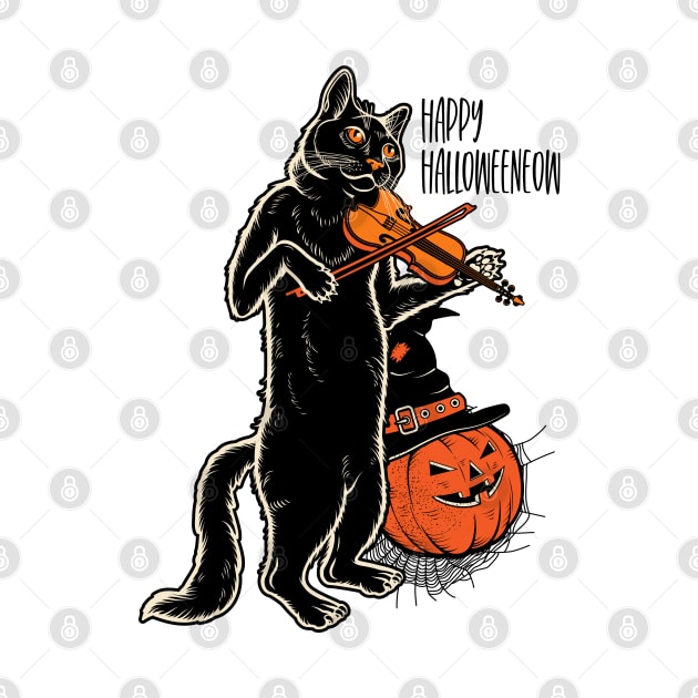 Happy Meoween – Halloween Orange Pumpkin Cat by pht