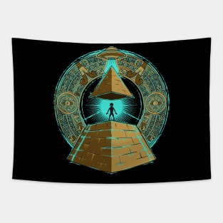 Pyramid alien illustration Tapestry