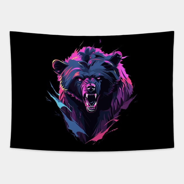 angry bear Tapestry by skatermoment