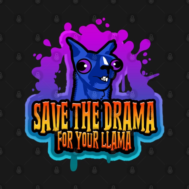 Save The Drama For Your Llama Splatter Blue by Shawnsonart