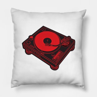 Turntable (Red Lines + Black Drop Shadow) Analog / Music Pillow