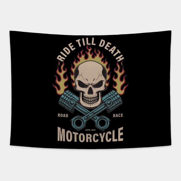 Ride till death motorcycle Tapestry by MEJIKU