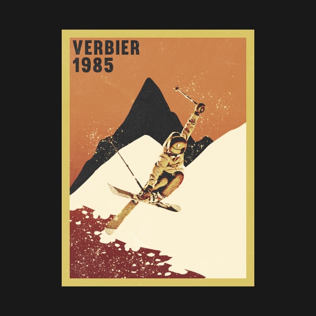 Verbier ski mountains 1985 vintage retro 80's by Captain-Jackson
