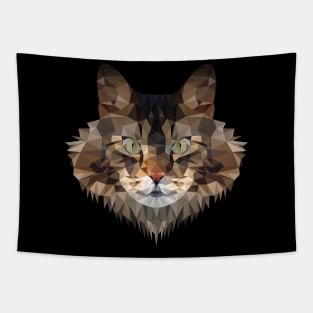 Maine Coon Cat Polygon Art - Coloured Tapestry