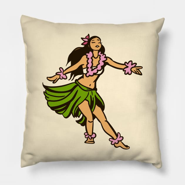 Vintage Hawaiian Hula Dancer Cartoon // Retro Hula Girl Pillow by Now Boarding