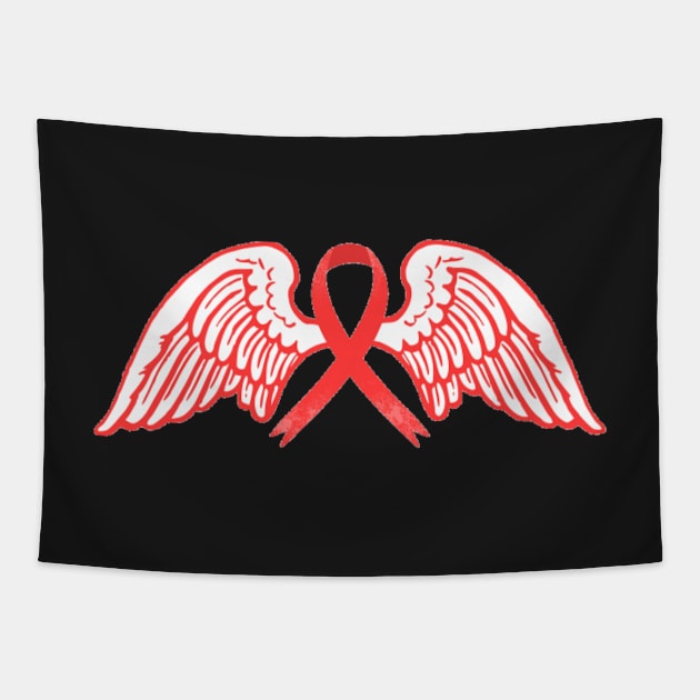 Red Awareness Ribbon with Angel Wings 2 Tapestry by CaitlynConnor