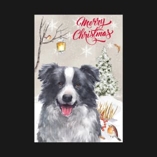 Border Collie Merry Christmas Santa Dog T-Shirt