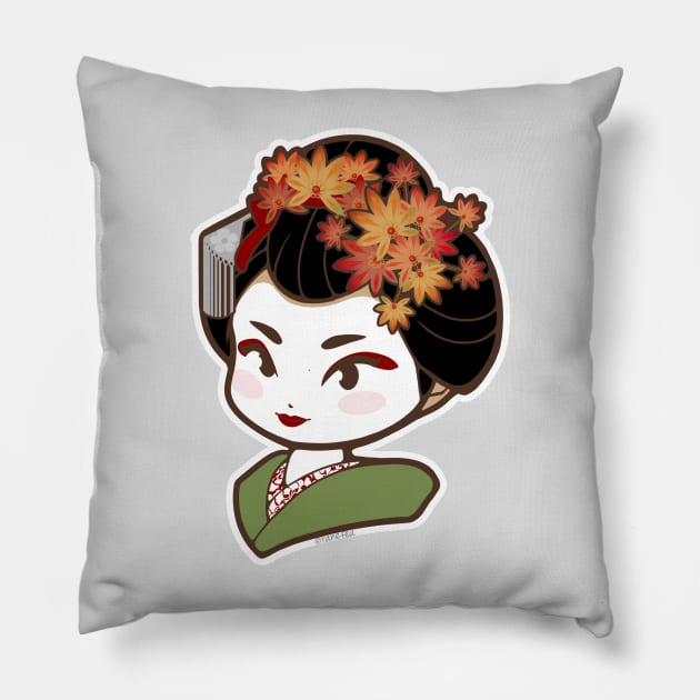 November Maiko - Maple Leaf Pillow by Ranefea