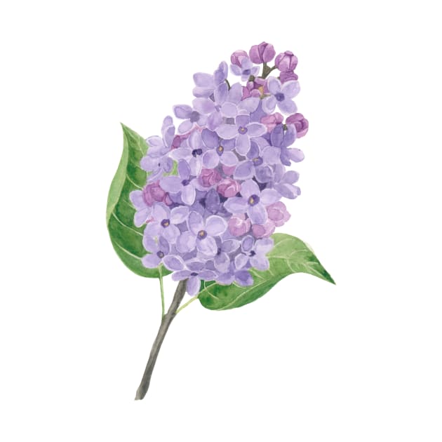 Purple Lilac Flower Watercolour Painting by Flowering Words