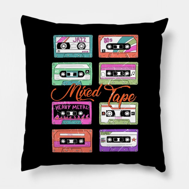 Mixed Tape, Jazz 80s music Pillow by BAB