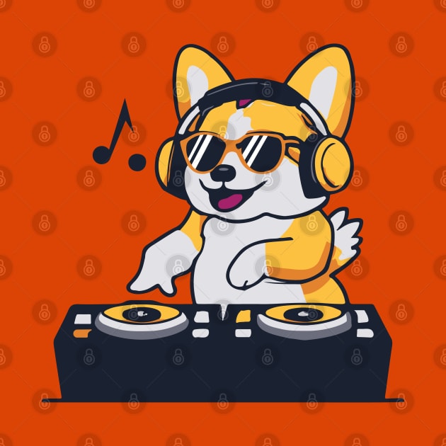 Cute Corgi plays Dj Music Funny Dog kawaii by Kawaii Bomb