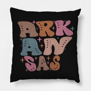 Arkansas US State Retro Typography Pillow