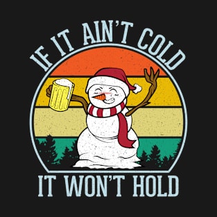 Funny Christmas Gifts For Beer Lover Xmas Snowman With Beer T-Shirt