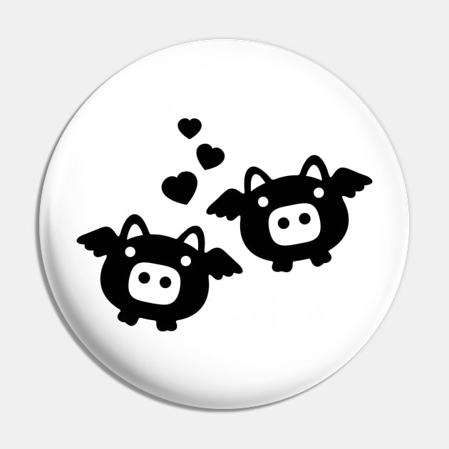 Flying Pigs in Love Pin by XOOXOO