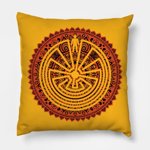 Native American Symbol - Man In The Maze - Folklore Mandala 1 Pillow by EDDArt