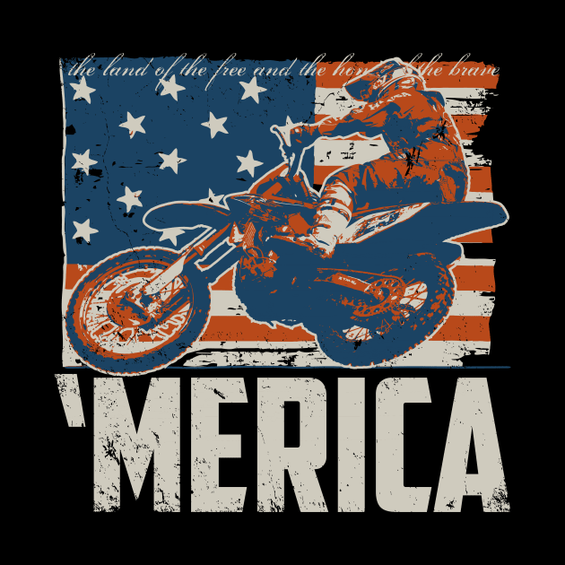 Motocross racer dirt bike 'Merica American Flag by TBA Design
