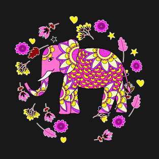 Mandala Elephant Flowers T-Shirt