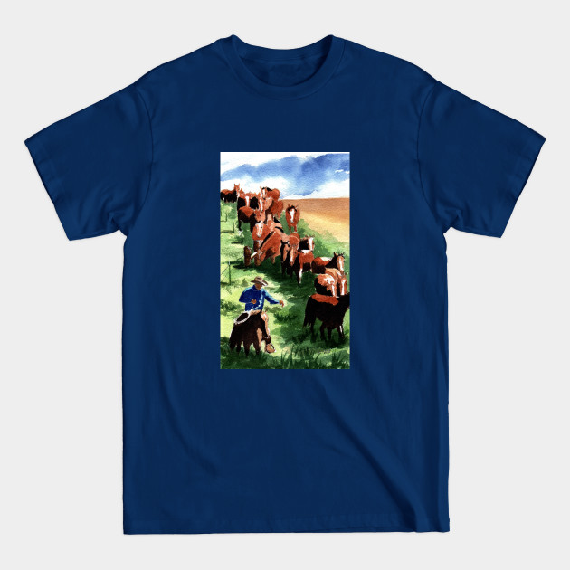 Disover Wild Horse Roundup Watercolor - Wild Horses - T-Shirt