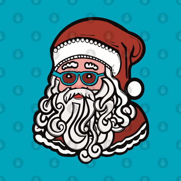 Santa wearing blue shades - blue backgound by FlippinTurtles