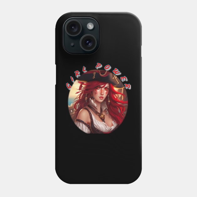 Girl power, pirate wench in red Phone Case by sailorsam1805