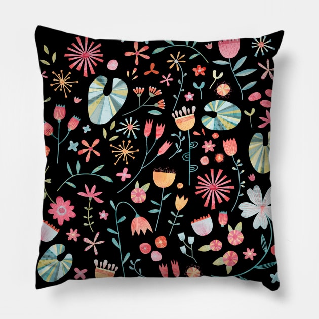 Wayside Flowers Pillow by NicSquirrell