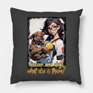 Soccer and dogs, what else is there? (cartoon girl pit bull) Pillow