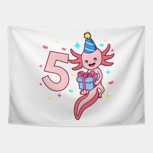 I am 5 with axolotl - girl birthday 5 years old Tapestry